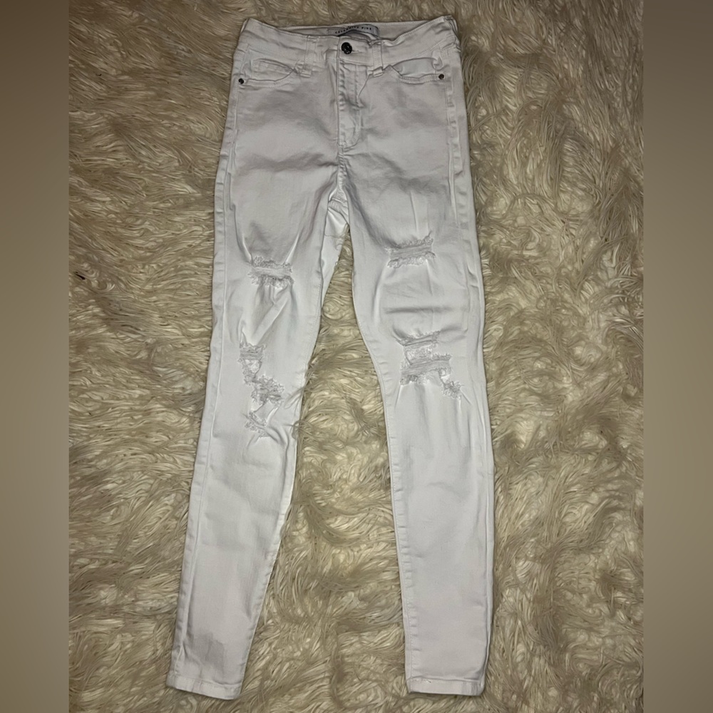 Celebrity Pink Distressed High Rise White Skinny Jeans sz 3/26